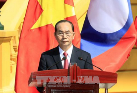 Chủ tịch nước Trần Đại Quang phát biểu tại họp báo.