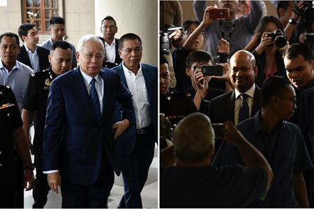 Cựu Thủ tướng Malaysia Najib Razak đến tòa án tại Kuala Lumpur.