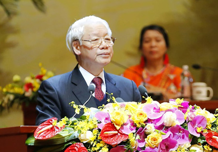 Tổng Bí thư, Chủ tịch nước Nguyễn Phú Trọng phát biểu tại Đại hội.