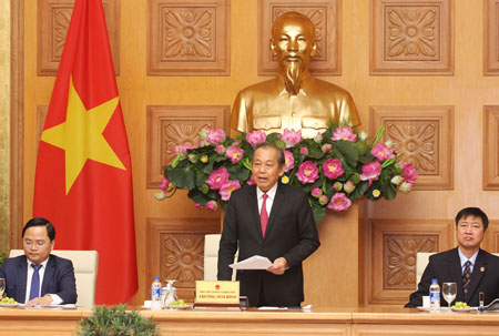 Phó Thủ tướng Trương Hòa Bình phát biểu tại lễ gặp mặt.