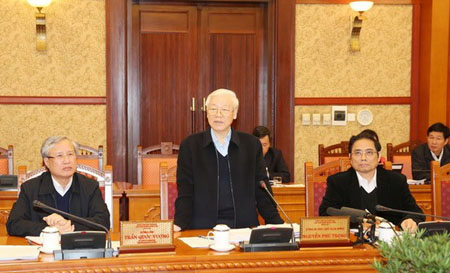 Tổng Bí thư, Chủ tịch nước Nguyễn Phú Trọng phát biểu kết luận phiên họp.