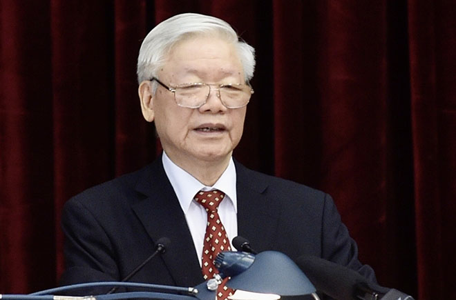 Tổng Bí thư, Chủ tịch nước Nguyễn Phú Trọng phát biểu khai mạc Hội nghị Trung ương 14.