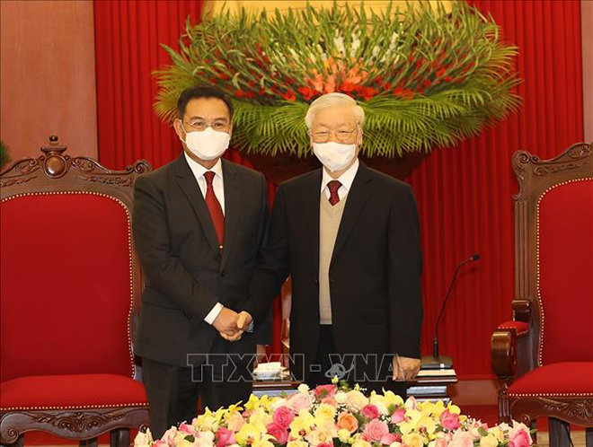 Tổng Bí thư Nguyễn Phú Trọng tiếp Chủ tịch Quốc hội Lào Saysomphone Phomvihane thăm chính thức Việt Nam.
