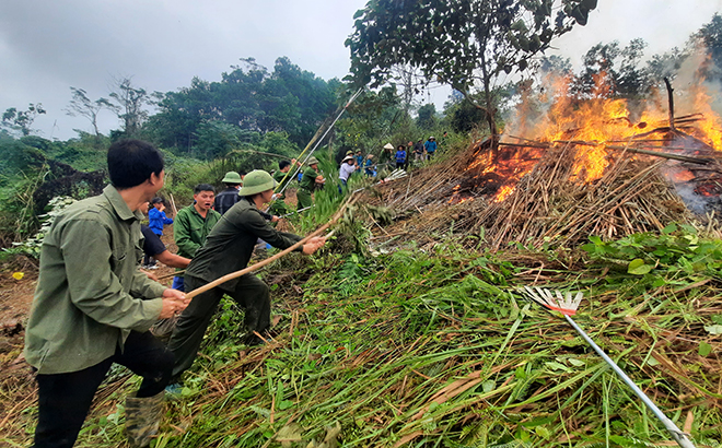 Diễn tập ứng phó phòng cháy, chữa cháy rừng và tìm kiếm cứu nạn tại huyện Lục Yên.