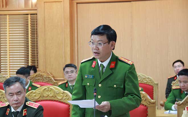 Đại tá Vũ Như Hà, Phó Cục trưởng C03 thông tin tại họp báo.