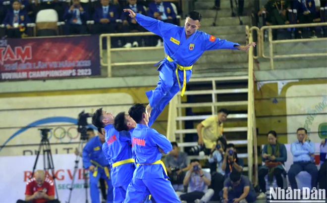 Các vận động viên tuyển Vovinam biểu diễn tại giải đấu