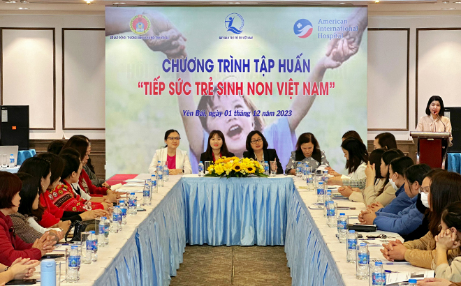 Chương trình Tiếp sức trẻ sinh non Việt Nam năm 2023 do Quỹ Bảo trợ trẻ em Việt Nam phối hợp với Bệnh viện Quốc tế Mỹ (AIH), Sở Lao động – Thương binh và Xã hội tỉnh tổ chức.