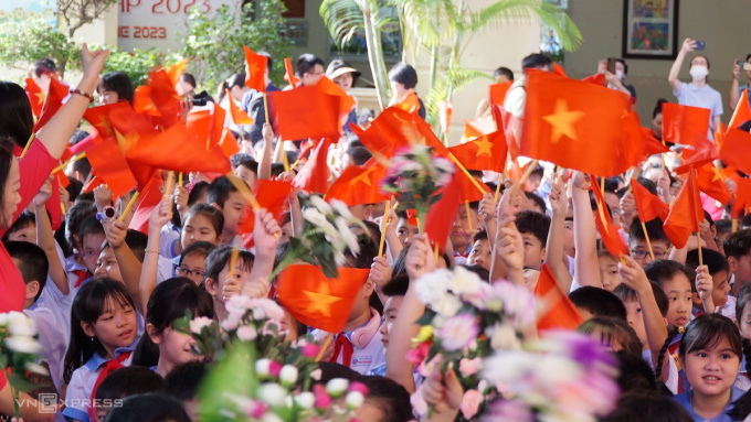 Học sinh Tiểu học Đinh Tiên Hoàng (Hải Phòng) khai giảng năm học 2023-2024.