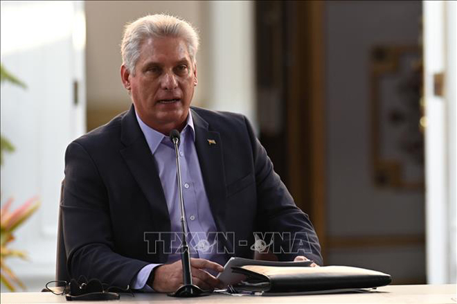 Chủ tịch Cuba Miguel Díaz-Canel. Ảnh: AFP/TTXVN