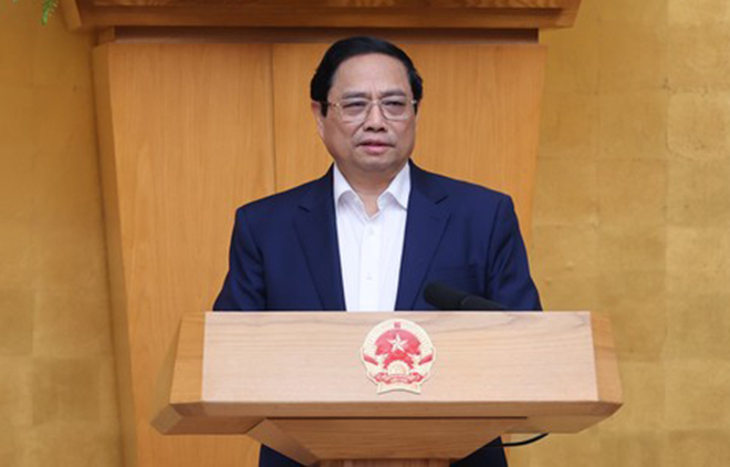 Thủ tướng Phạm Minh Chính phát biểu khai mạc phiên họp Chính phủ thường kỳ.