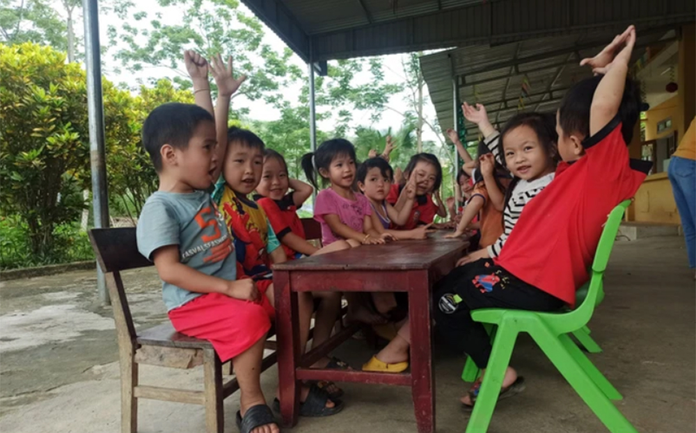 Học sinh mầm non người dân tộc thiểu số tại huyện Hàm Yên, tỉnh Tuyên Quang.