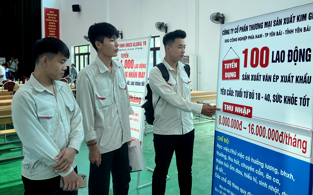 In 2025, Van Yen District reports 406 workers seeking loans for overseas employment. (Image: Students at Yen Bai Vocational College explore domestic labor market opportunities.)
