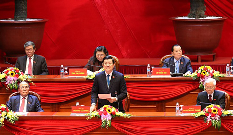 Đồng chí Trương Tấn Sang, Ủy viên Bộ Chính trị, Chủ tịch nước 
thay mặt Đoàn Chủ tịch điều hành phiên họp chiều 22-1-2016.