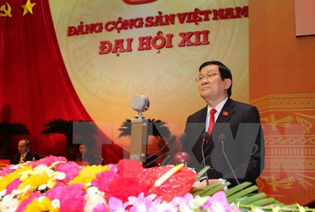 Đồng chí Trương Tấn Sang, Ủy viên Bộ Chính trị, Chủ tịch nước CHXHCN Việt Nam đọc Diễn văn khai mạc Đại hội.