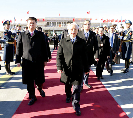 Lễ tiễn Tổng Bí thư Nguyễn Phú Trọng tại sân bay quốc tế Bắc Kinh.
