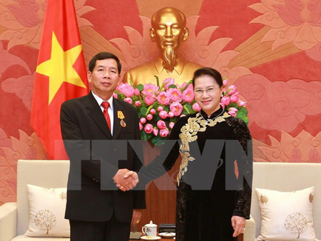 Chủ tịch Quốc hội Nguyễn Thị Kim Ngân tiếp Chánh án Tòa án nhân dân tối cao Lào Khamphanh Sit Thi Damph​a.