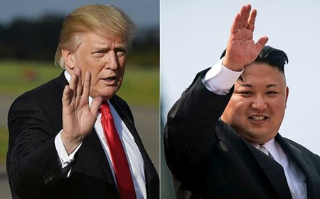 Tổng thống Mỹ Donald Trump (trái) và ông kim Jong-un.