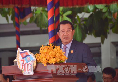 Thủ tướng Campuchia Samdech Hun Sen phát biểu tại lễ kỷ niệm.