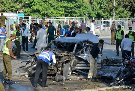 Hiện trường vụ đánh bom tự sát tại khu vực trung tâm thành phố Lahore, đông Pakistan làm ít nhất 26 người thiệt mạng hồi tháng 7/2017.