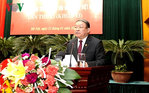 Ông Thào Xuân Sùng - Chủ tịch Hội nông dân Việt Nam phát biểu tại hội nghị.