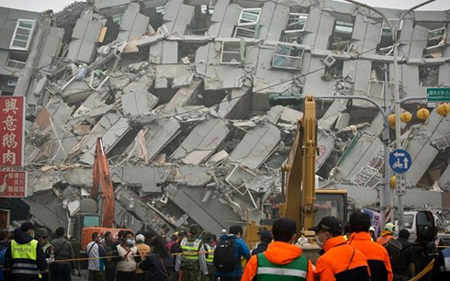 Hậu quả một vụ động đất ở Đài Loan.