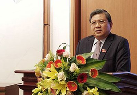 Chủ nhiệm Ủy ban Đối ngoại Quốc hội, Phó trưởng Ban tổ chức APPF-26, ông Nguyễn Văn Giàu phát biểu tại họp báo.
