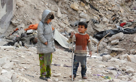 Trẻ em Syria tại khu vực Aleppo.