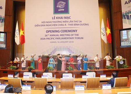 Chương trình nghệ thuật chào mừng Lễ khai mạc Hội nghị Thường niên lần thứ 26 Diễn đàn Nghị viện châu Á-Thái Bình Dương (APPF-26).