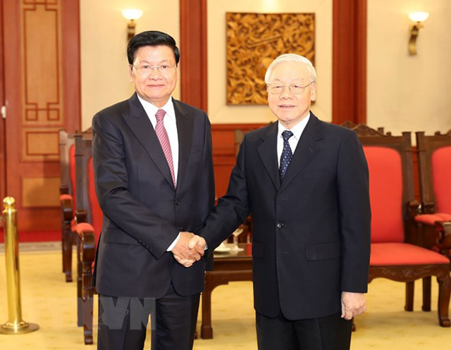 Tổng Bí thư, Chủ tịch nước Nguyễn Phú Trọng tiếp Thủ tướng Lào Thongloun Sisoulith.