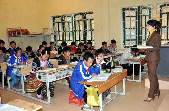 Giờ học của học sinh Trường PTDT bán trú Tiểu học và THCS Bản Mù, huyện Trạm Tấu.
