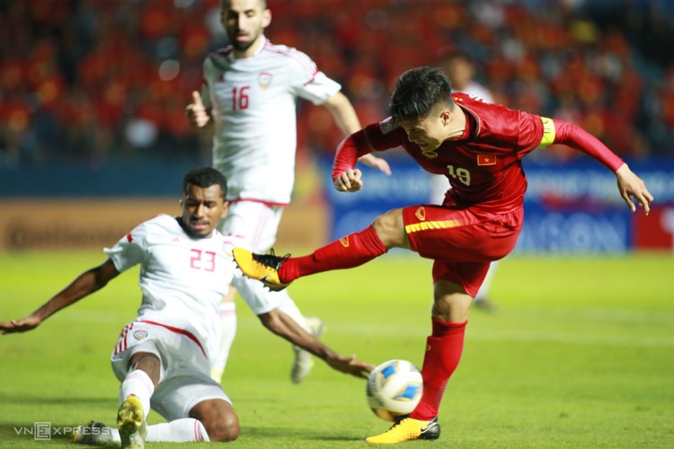 Quang Hải bỏ lỡ một cơ hội ghi bàn khi Việt Nam hoà UAE 0-0 ngày 10/1.