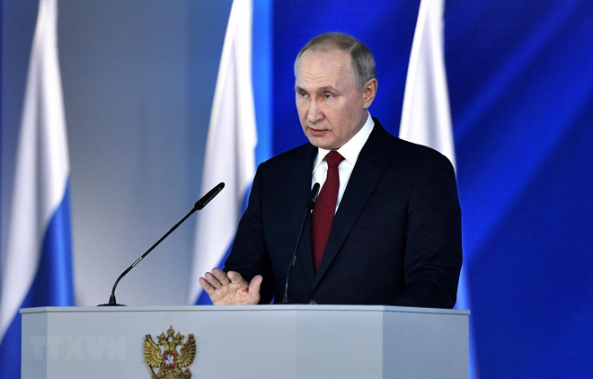 Tổng thống Nga Vladimir Putin đọc Thông điệp liên bang năm 2020 tại thủ đô Moskva ngày 15/1/2020.
