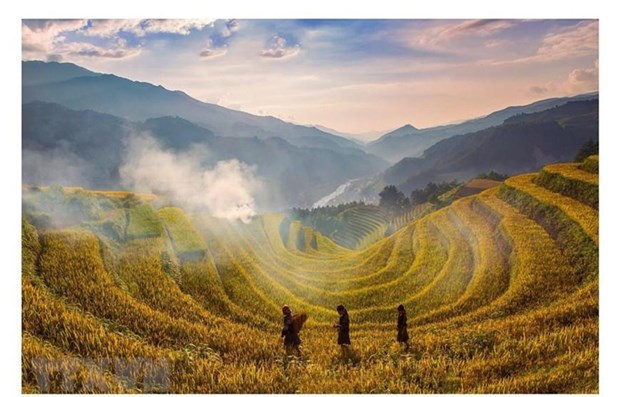 Mu Cang Chai, a remote district which is home to breathtaking terraced rice fields in Vietnam’s northern province of Yen Bai.