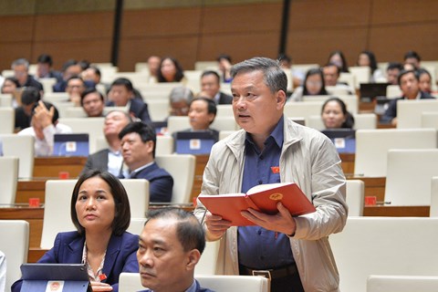 Đồng chí Dương Văn Thống - Trưởng đoàn đại biểu Quốc hội tỉnh tham gia phát biểu thảo luận tại kỳ họp của Quốc hội khóa XIV.