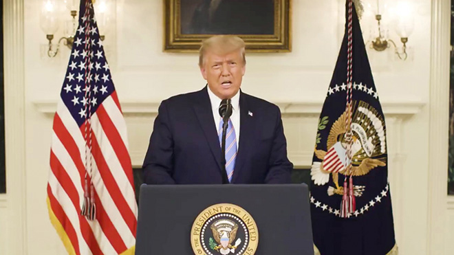 Tổng thống Donald Trump phát biểu sau vụ việc ở tòa nhà Quốc hội Mỹ.