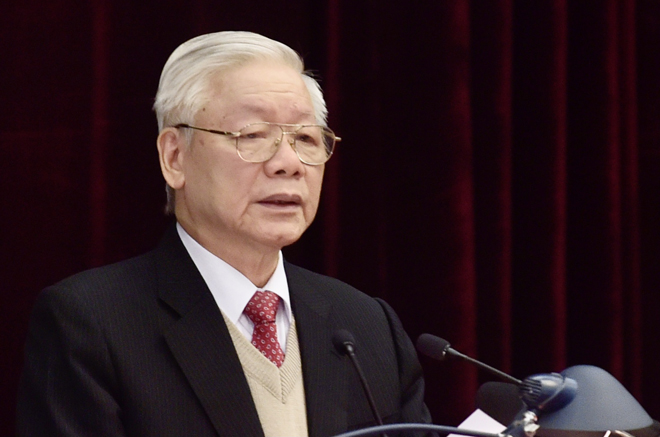 Tổng Bí thư, Chủ tịch nước Nguyễn Phú Trọng phát biểu khai mạc Hội nghị Trung ương 15.