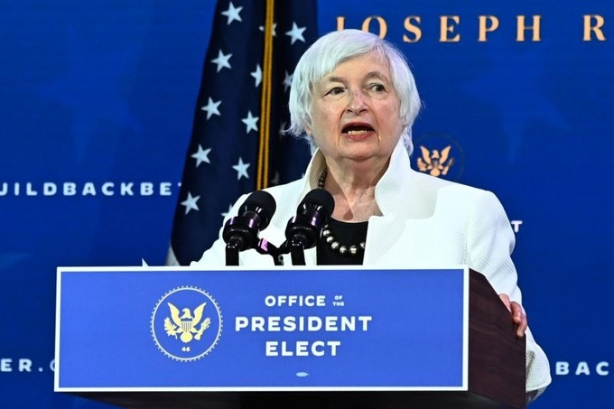 Bà Janet Yellen trong buổi giới thiệu đề cử nội các của Joe Biden hồi đầu tháng 1.