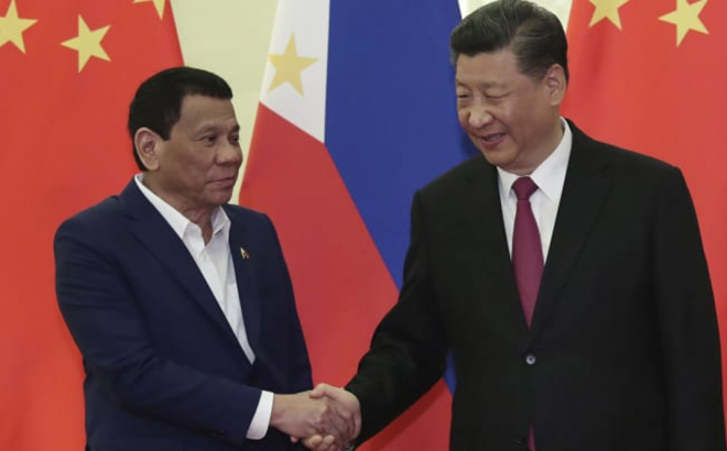 Tổng thống Philippines Rodrigo Duterte và Chủ tịch Trung Quốc Tập Cận Bình trong cuộc gặp tháng 4/2019 tại Bắc Kinh.