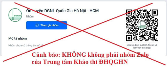 Cảnh báo đăng trên fanpage Đại học Quốc gia Hà Nội.