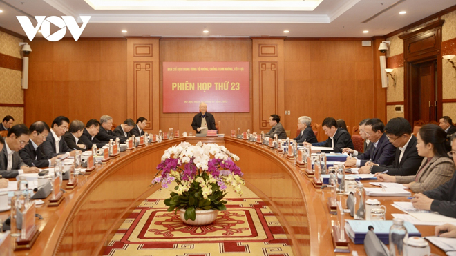 Tổng Bí thư Nguyễn Phú Trọng chủ trì phiên họp 23 của Ban chỉ đạo Trung ương về phòng, chống tham nhũng, tiêu cực