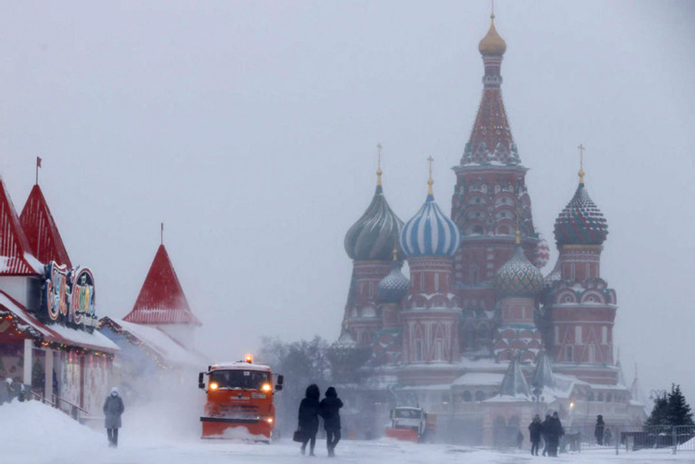 Tuyết rơi dày đặc ở thủ đô Moscow.