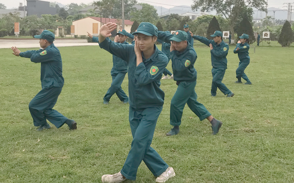 Lực lượng dân quân tự vệ huyện Văn Yên trong mùa huấn luyện 2023.