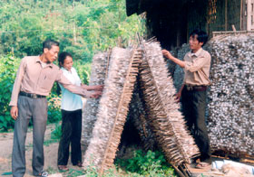 Bà con nông dân huyện Trấn Yên trao đổi kinh nghiệm nuôi tằm.   
