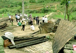 Thôn 9, xã Lâm Giang - nơi bị thiệt hại nặng nhất do cơn lốc tối ngày 17/4. (Ảnh: Thành Trung)