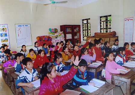 Giờ học môn Tiếng Việt của học sinh Trường Tiểu học thị trấn Cổ Phúc.