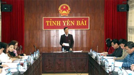 Đồng chí Dương Văn Tiến - Phó Chủ tịch UBND tỉnh phát biểu tại buổi làm việc.