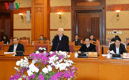 Tổng Bí thư Nguyễn Phú Trọng phát biểu tại cuộc họp.