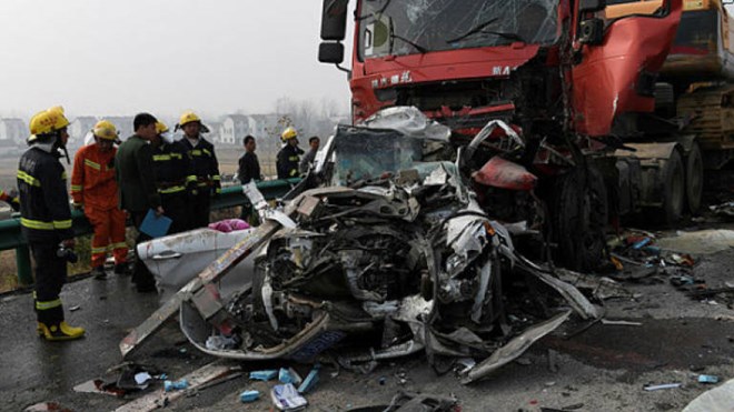 Hiện trường một vụ tai nạn giao thông ở tỉnh An Huy, Trung Quốc tháng 11/2017. Ảnh minh họa.