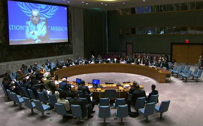 Một phiên họp của Hội đồng Bảo an Liên Hợp Quốc về Syria.