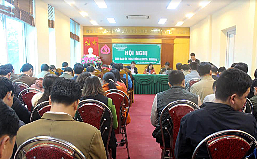 Quang cảnh Hội nghị tổng kết hoạt động cho vay vốn chính sách năm 2019 của Ban đại diện Hội đồng quản trị Ngân hàng Chính sách xã hội huyện Lục Yên.